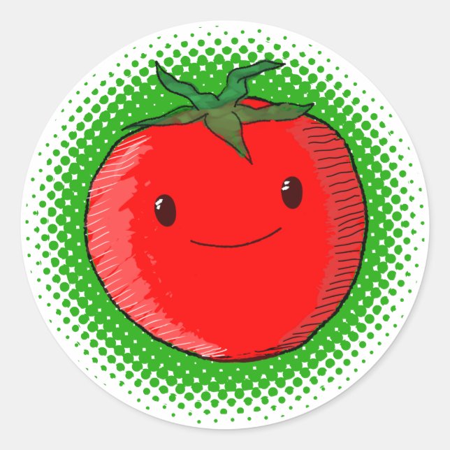 Cute Cartoon Tomato Drawing Classic Round Sticker (Front)