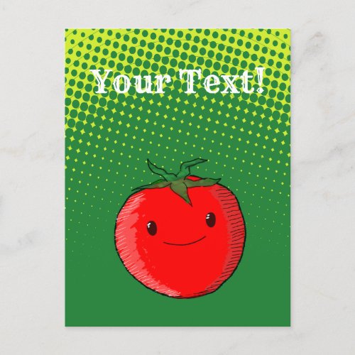 Cute Cartoon Tomato Drawing With Gradient Postcard