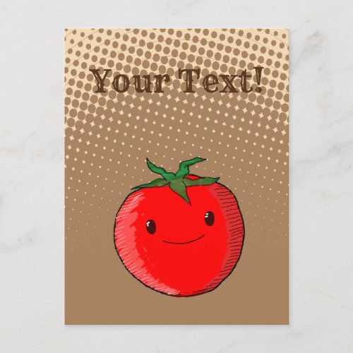 Cute Cartoon Tomato Drawing With Sepia Gradient  Postcard