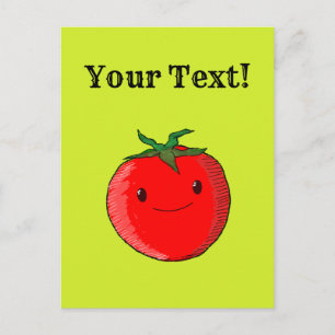 Cute Cartoon Tomato Editable Text Postcard