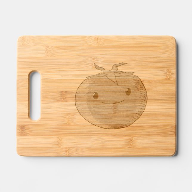 Cute Cartoon Tomato Engraved Cutting Board (Front)