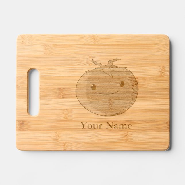 Cute Cartoon Tomato Engraved Cutting Board (Front)