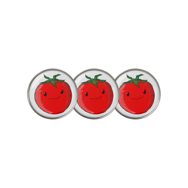 Cute Cartoon Tomato Golf Ball Marker (3 Up)