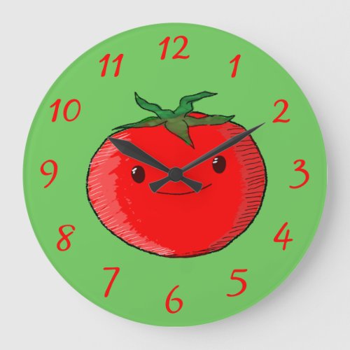 Cute Cartoon Tomato Large Clock
