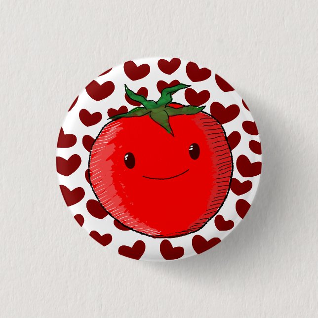 Cute Cartoon Tomato Lover Button (Front)