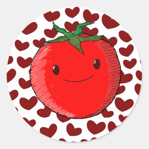 Cute Cartoon Tomato Lover Classic Round Sticker