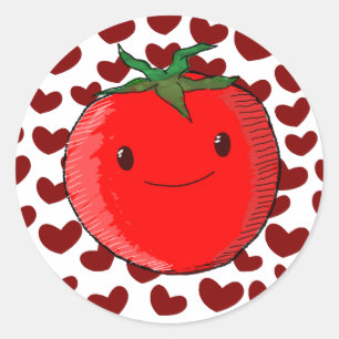 Cute Cartoon Tomato Lover Classic Round Sticker