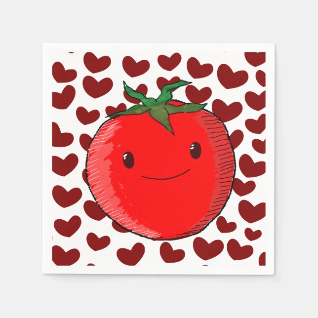 Cute Cartoon Tomato Lover Napkins (Front)