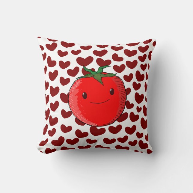 Cute Cartoon Tomato Lover Throw Pillow (Front)