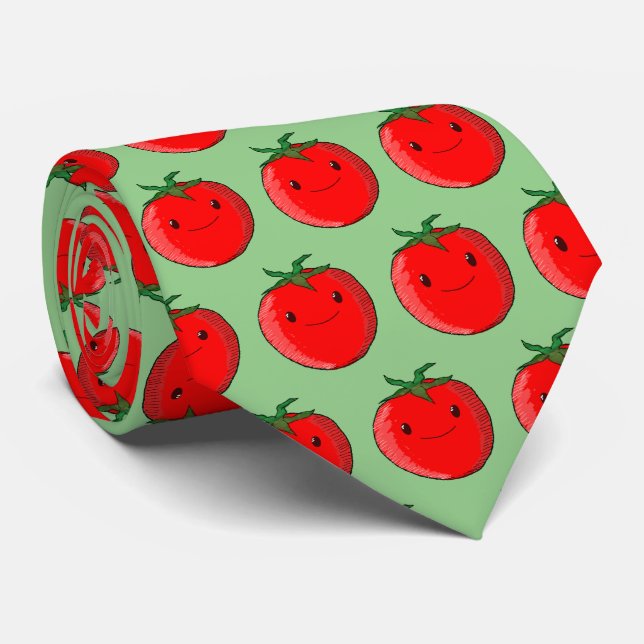 Cute Cartoon Tomato Neck Tie (Rolled)