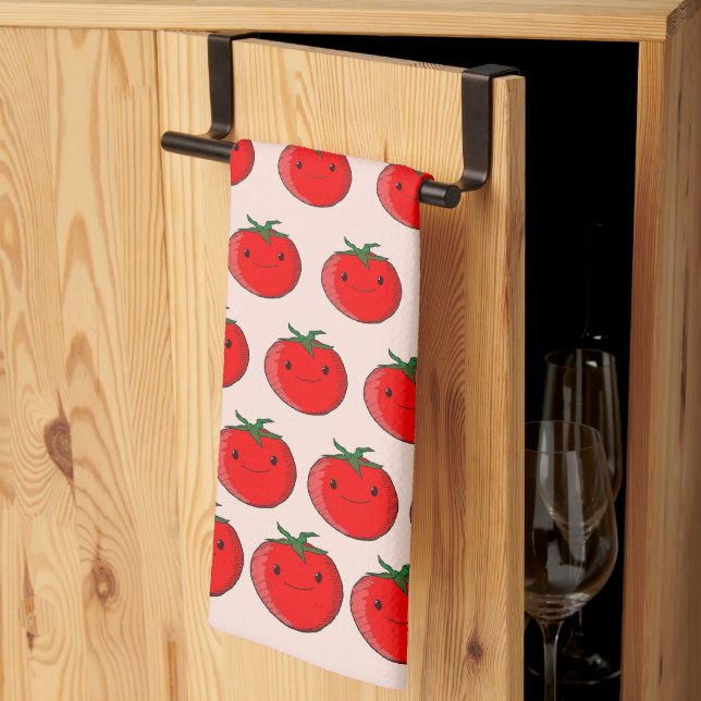 Cute Cartoon Tomato Pattern Kitchen Towel (Thirds Fold)