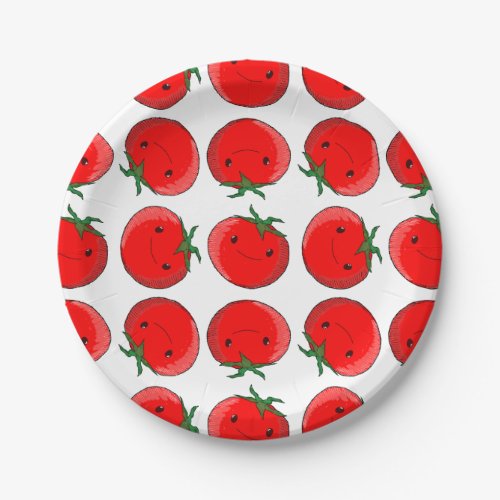 Cute Cartoon Tomato Pattern Paper Plates