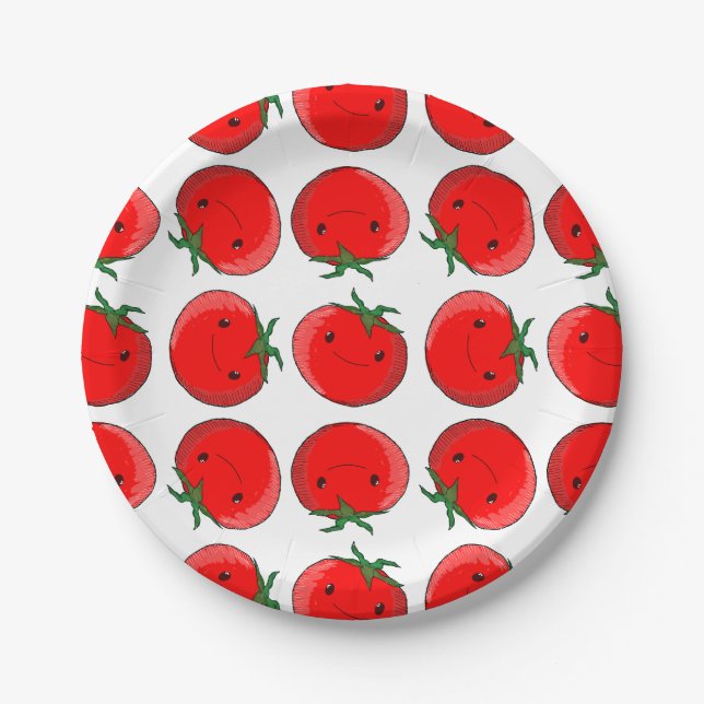 Cute Cartoon Tomato Pattern Paper Plates (Front)