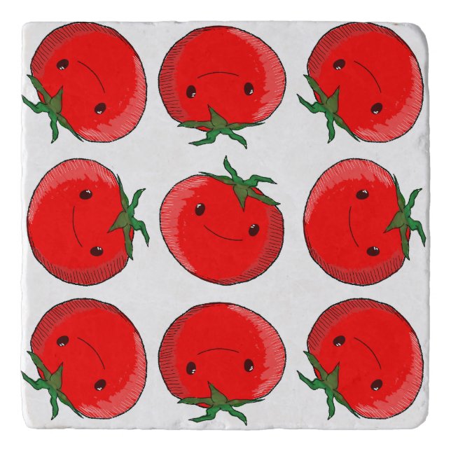 Cute Cartoon Tomato Pattern Trivet (Front)