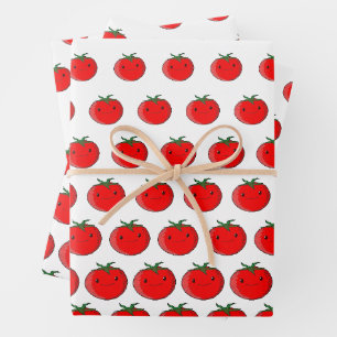 Cute Cartoon Tomato Pattern Wrapping Paper Sheets