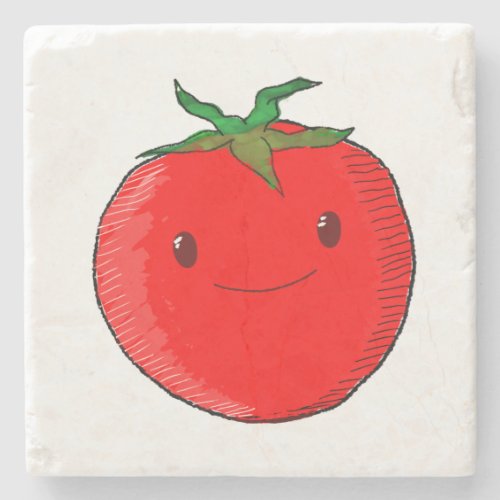 Cute Cartoon Tomato Stone Coaster