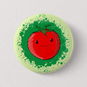 Cute Cartoon Tomato Unique Button