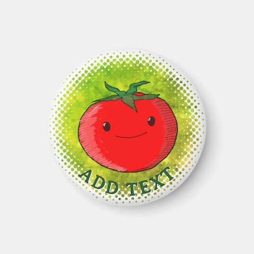 Cute Cartoon Tomato Watercolor Background Magnet