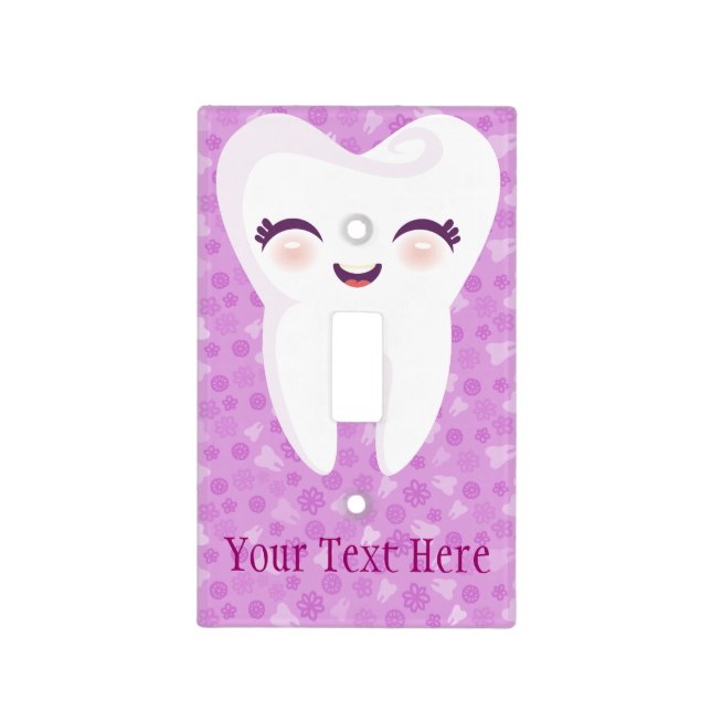 Cute Cartoon Tooth - Custom Light Switch Cover (Front)