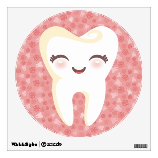 Cute Cartoon Tooth - Pink Decorative Wall Decal | Zazzle