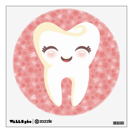Cute Cartoon Tooth Pink Decorative Wall Decal