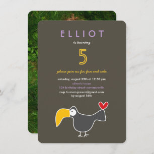 Cute Cartoon Toucan Photo Kid's Birthday Party Invitation