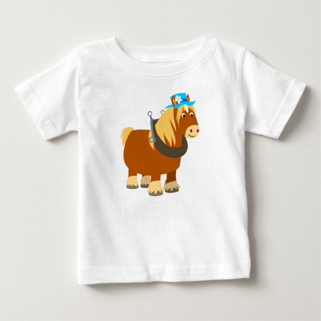 Cute Cartoon Trait Breton Horse Baby T-Shirt (Front)