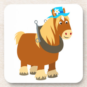 Cute Cartoon Trait Breton Horse Coasters Set