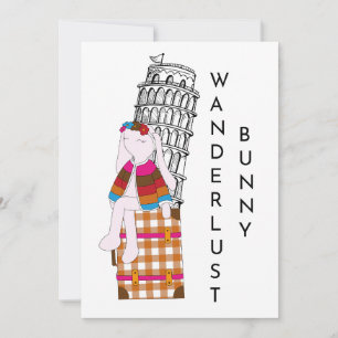 Cute Cartoon Travel Bunny Italy Vacation Announcement