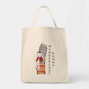 Cute Cartoon Travel Bunny Italy Vacation Tote Bag