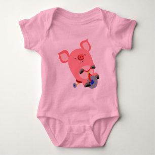 Cute Cartoon Tricycle Pig Baby Bodysuit