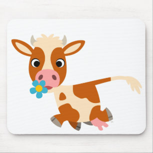 Cute Cartoon Trotting Cow Mousepad