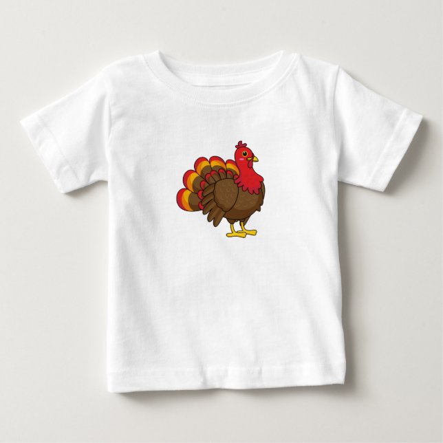 Cute Cartoon Turkey Baby T-Shirt (Front)