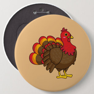 Cute Cartoon Turkey Button