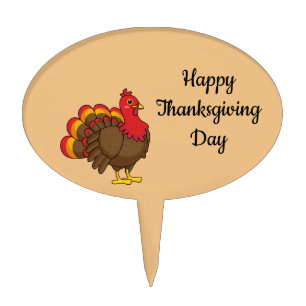 Cute Cartoon Turkey Cake Topper