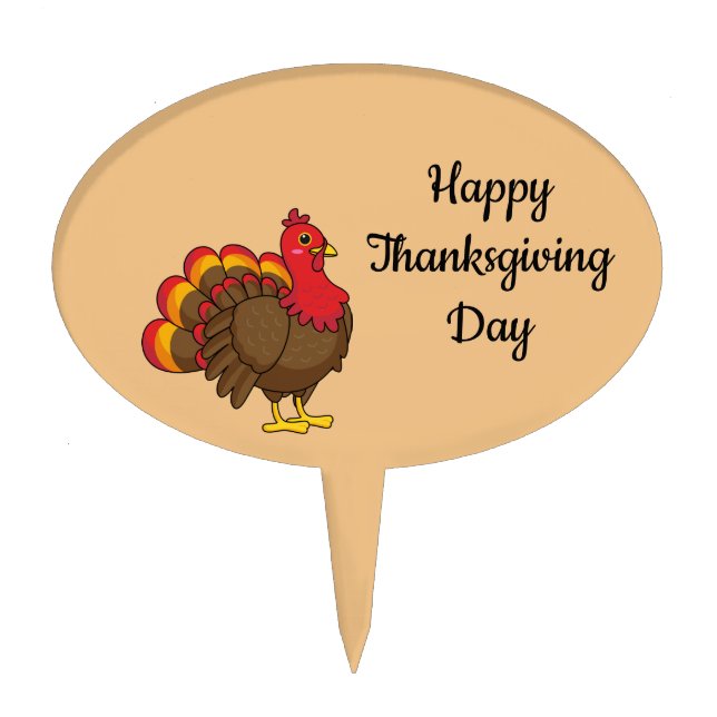 Cute Cartoon Turkey Cake Topper (Front)