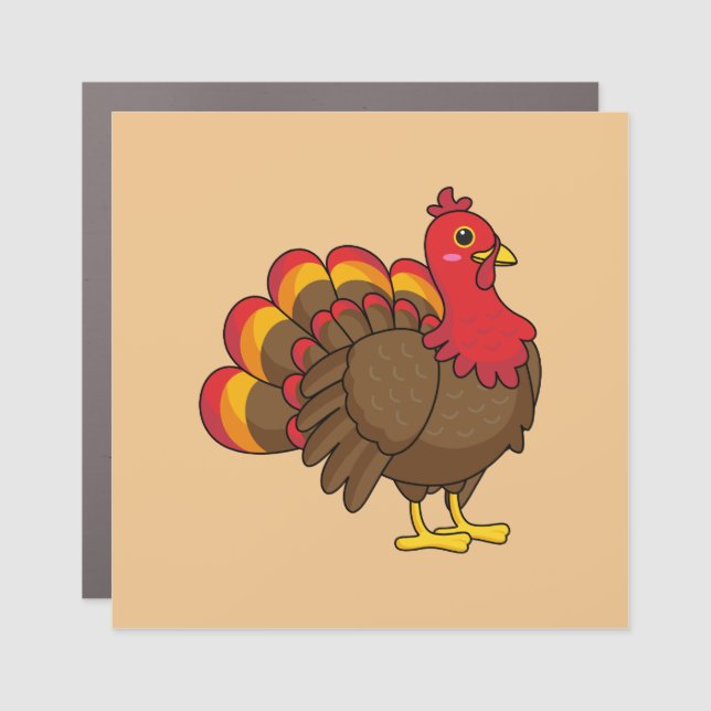 Cute Cartoon Turkey Car Magnet (Front)
