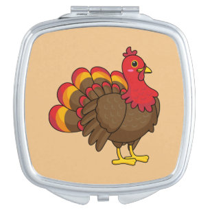 Cute Cartoon Turkey Compact Mirror