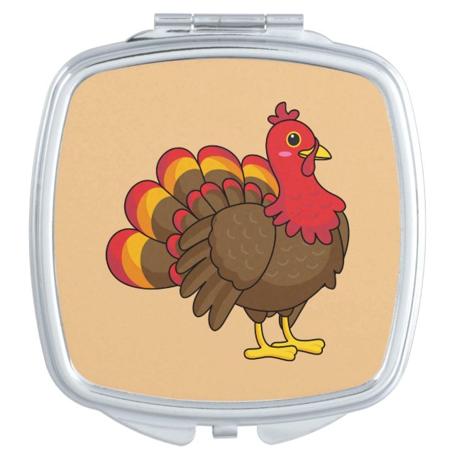 Cute Cartoon Turkey Compact Mirror (Front)