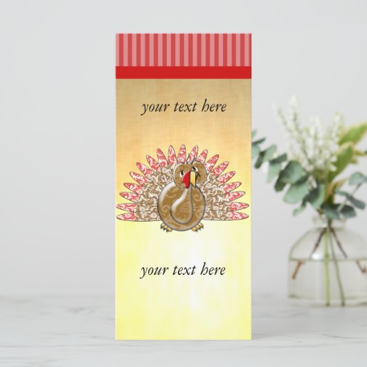 Cute Cartoon Turkey Damask Pattern (Standing Front)