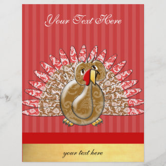 Cute Cartoon Turkey Damask Pattern Flyer