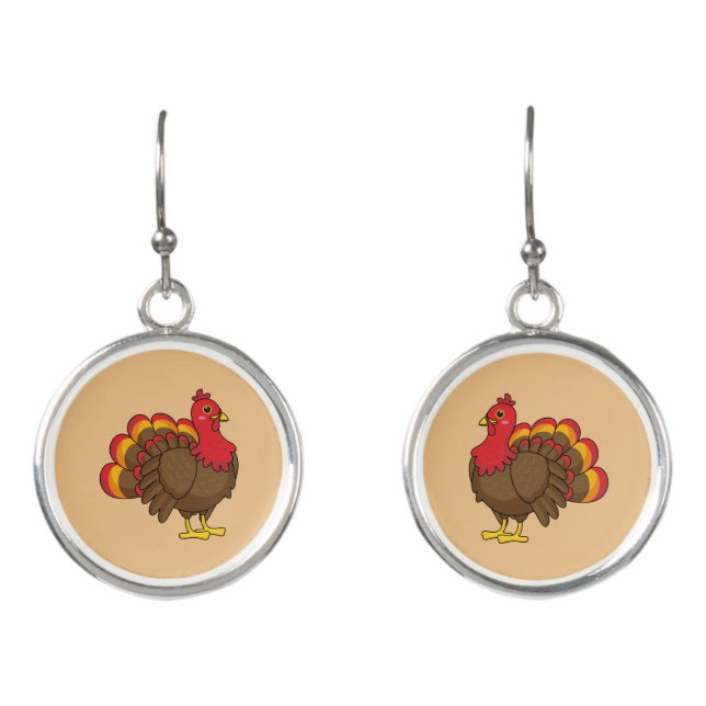 Cute Cartoon Turkey Earrings (Front)