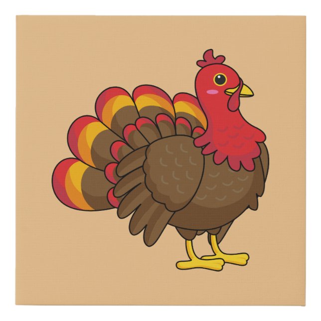 Cute Cartoon Turkey Faux Canvas Print (Front)