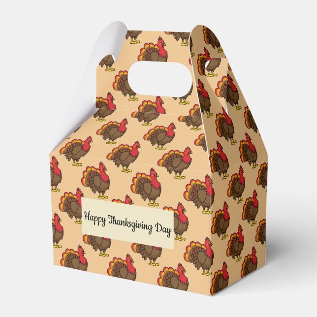 Cute Cartoon Turkey Favor Boxes (Front Side)