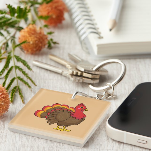 Cute Cartoon Turkey Keychain (Front Right)