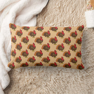 Cute Cartoon Turkey Lumbar Pillow