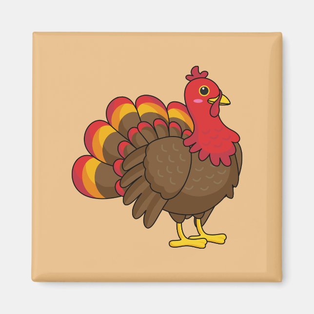 Cute Cartoon Turkey Magnet (Front)