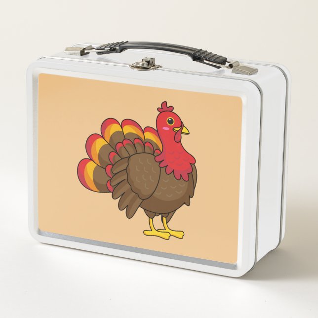 Cute Cartoon Turkey Metal Lunch Box (Front)