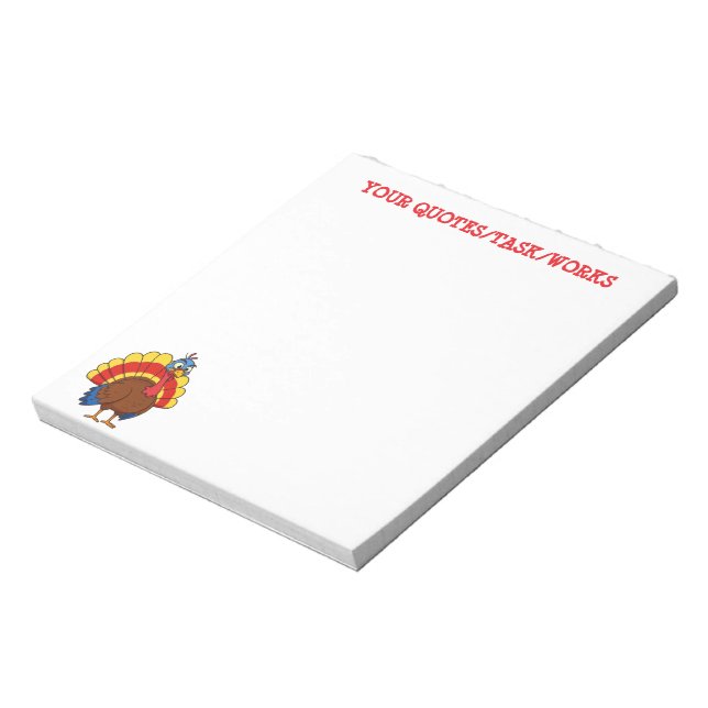 Cute Cartoon Turkey Notepad (Rotated)