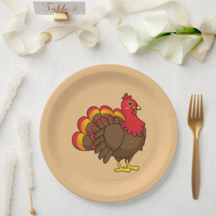 Cute Cartoon Turkey Paper Plates